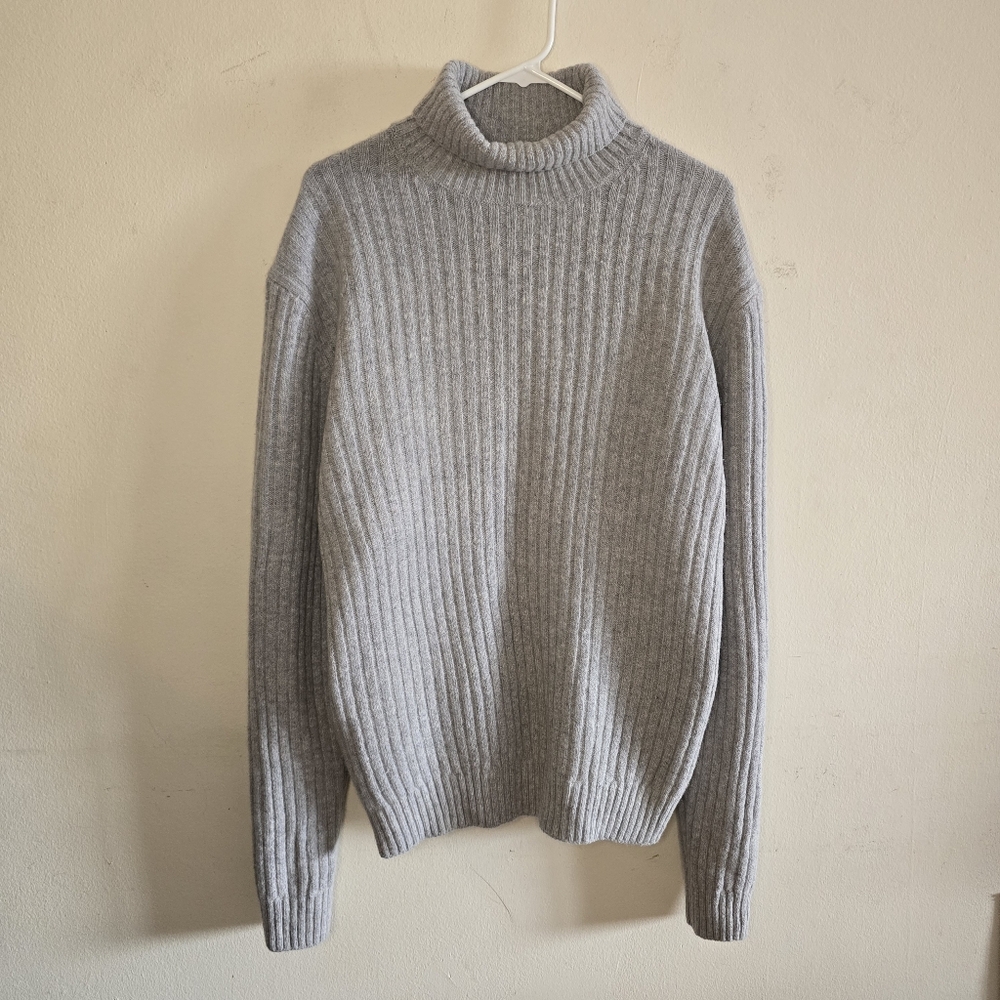 Suitsupply Gray Wool Alpaca Ribbed Turtleneck Men’s Size XXL Sweater Rollneck